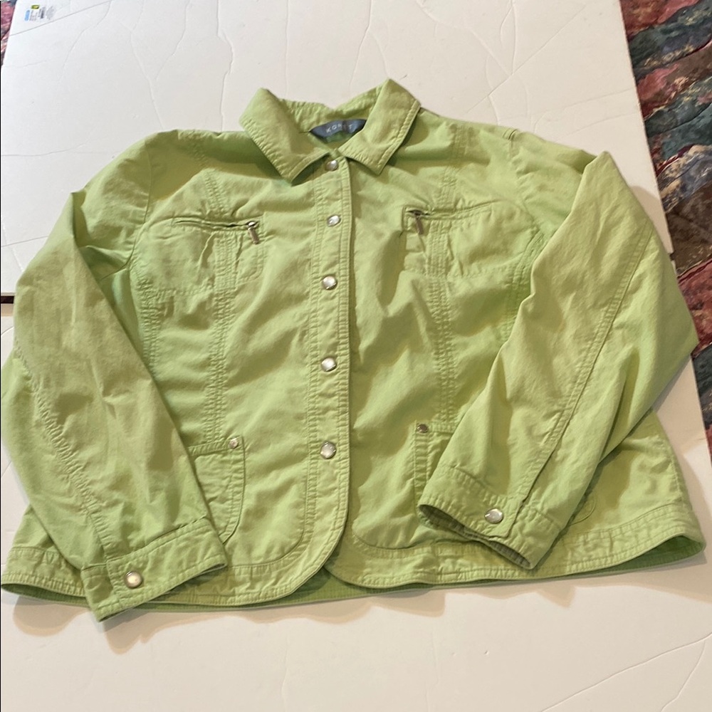 Cute Timeless Light Green Koret Pearl Snap Jacket EUC